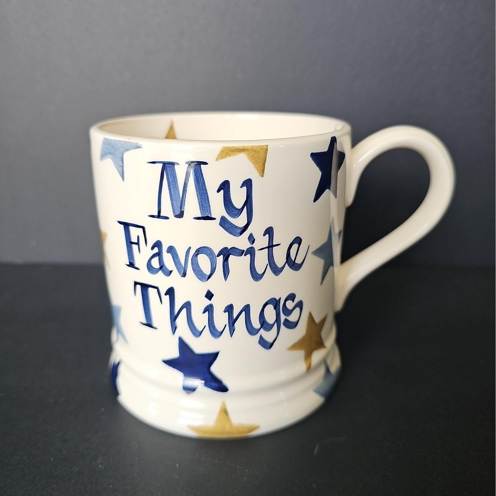 Emma Bridgewater England Blue & Gold Stars 1/2 Pint Mug personalized - EUC - R3